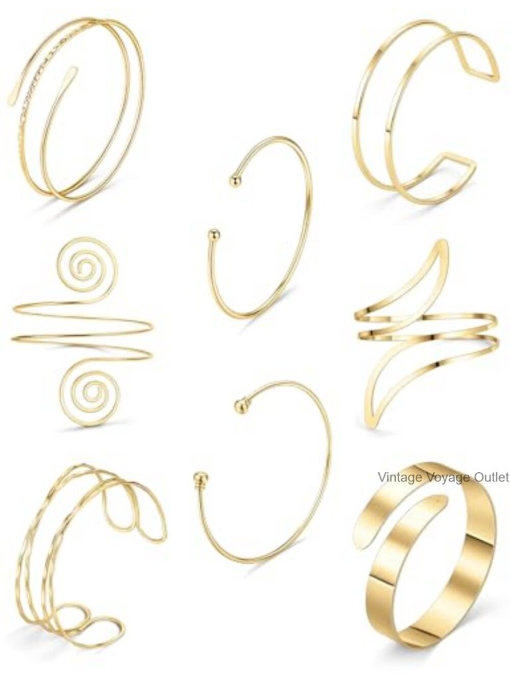 FINZOR Arm Cuff Bracelet Set Adjustable Coil Swirl Armlet Stackable Women